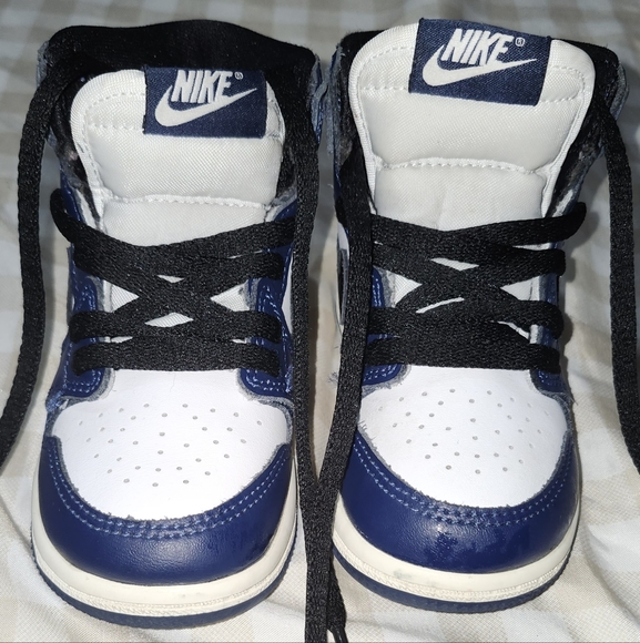 Toddlers Baby Nike Air Jordan 1 Retro High OG (TD) NAVY/WHITE (FD1413 401) - Picture 3 of 8